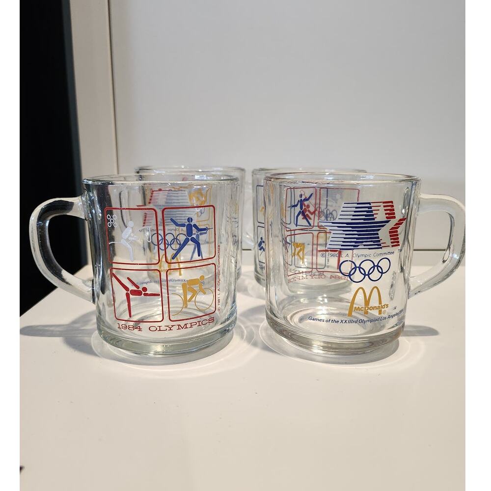 set of 4 McDonalds 1984 Olympics glass mugs